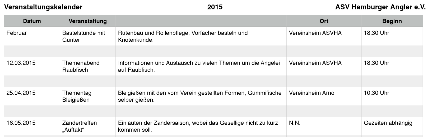 Veranstaltungskalender 2015
